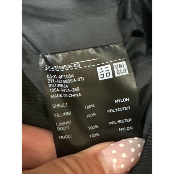 Uniqlo Women's Black Puffer Quilter Hoodie Hooded Full Zip Parka Jacket Size M - Picture 5 of 5
